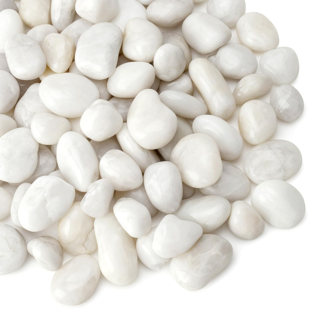 Mr. Fireglass 10lb White River Rocks, 3/8 inch Natural Decorative Polished Pebbles Aquarium Gravel Stones for Landscaping, Indoor Plants, Vase, Succulent, Fish Tank