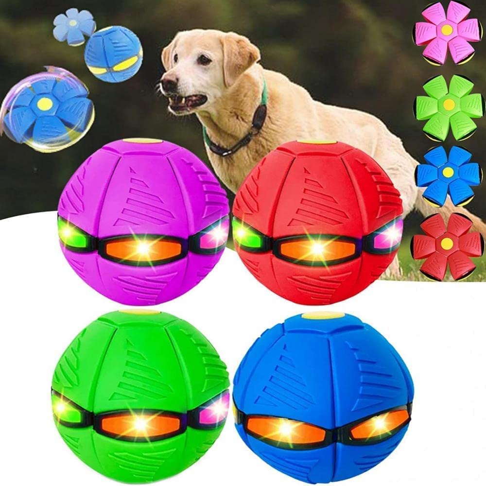 Arabest Flying Saucer Ball Dog Toy, Pet Toy Flying Saucer, Portable Glowing Flying Toys Magic UFO Ball for Kids Outdoor Sports Children Gift (4pcs)
