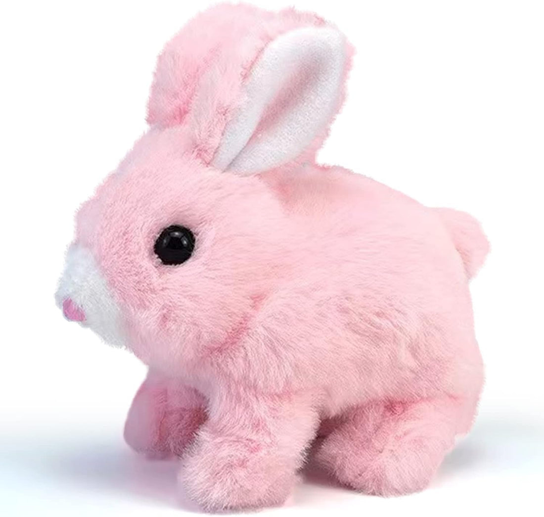 Hopping Bunny Toys for Kids Interactive Electronic Pet Plush with Sounds and Movements - Walking, Barking, Tail Wagging, Stretching Companion Animal Dog Toys Gift for Kids Toddlers(Pink, 7 in)