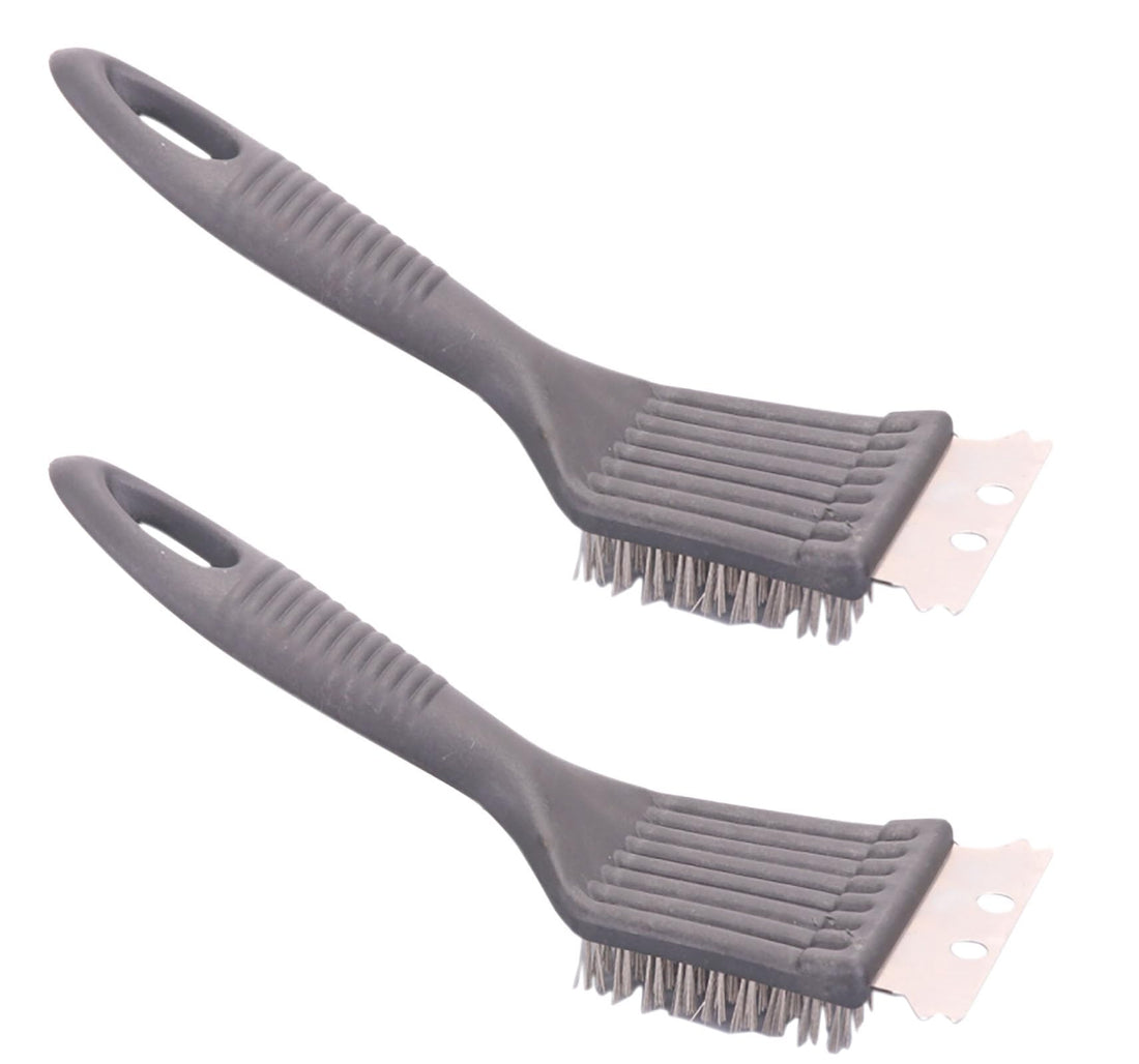 Grill Brush, 2 Pcs 8.3 Inch x 2.8 Inch Stainless Steel with Plastic Handle for Barbecue Net Cleaning (2)