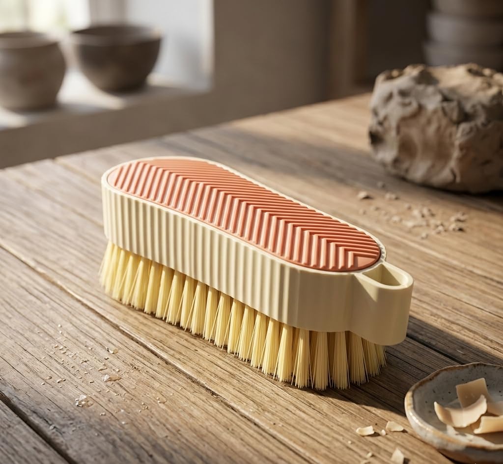 Multipurpose Heavy Duty Scrubbing Brush with Strong Bristles and Ergonomic Comfort Grip Handle for Cleaning Floors Bathroom Kitchen and Carpets