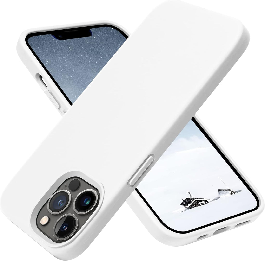 Silicone Case for iPhone 15 Pro Max (6.7"), Compatible Shockproof Slim Thin Phone Cover, Soft Microfiber Lining & Anti-Scratch Tough Acrylic Back, Full Body Protective Case (White)