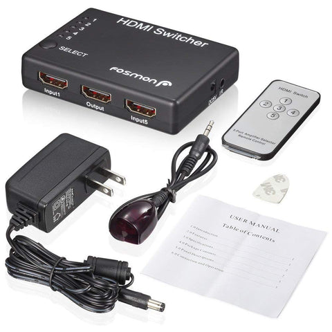 5x1 Port Switcher HDMI Switch with IR Wireless Remote Control with 3D support