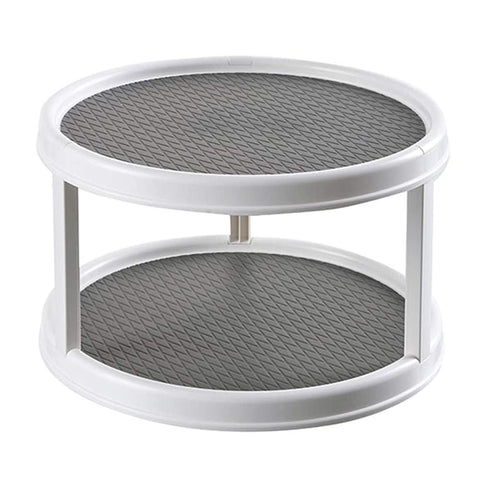 Non Skid Turntable Cabinet Organizer, 2 Tier, 360 Degree Rotating Turntable for Kitchen Cabinet Spice Rack - Gray
