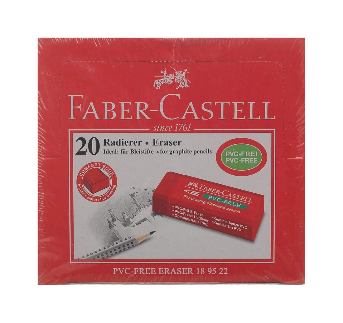 Faber Castell PVC Free Eraser - Red - Box of 20 Pieces