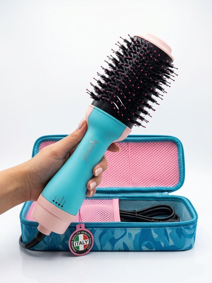 Mohair Professional Wet & Dry Hair Dryer Brush - 2400W - 360 Degree Swivel Cord and Ceramic Coating for Dry and Wet Hair with Stylish Bag to Keep Brush