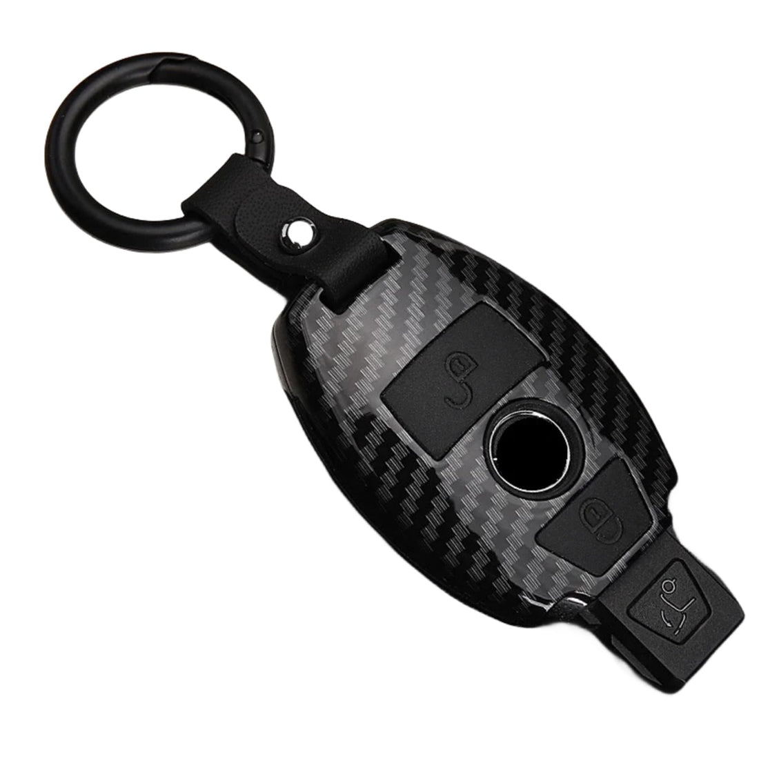 ABS Carbon Fiber Car Key Cover fit for Mercedes-Benz A/B/R/G Class GLK/GLA GLC/W176 W204/ Car Key Case Accessories (2 Buttons Black B)