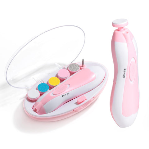 Oneleaf Baby Nail Trimmer Safe Baby Nail Clippers Baby Nail File Kit Manicure Set, Trim Polish Grooming Kit For Newborn Toddler Or Adults Toes Fingernails, 6 Grinding Heads And Led Light, Pink