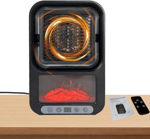 Portable Electric Heater, 180° Rotating Heater, 800W Electric Heater with Remote Control, Decorative Heater for Home Office with Interior Light and Leather Handle, Hot Air Diffuser with Timer