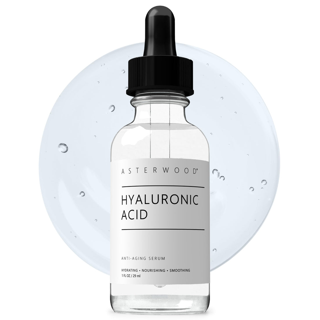 Asterwood Pure Hyaluronic Acid Serum for Face - Plumping, Anti-Aging & Hydrating - Fragrance-Free, Pairs Well with Vitamin C Face Serum & Hylunaric Acid Moisturizer, 29ml/1 oz