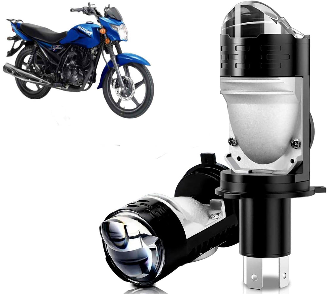 Auto Pearl H4 LED Projector Lens Motorcycle Headlight Bulbs 12V 8000LM Bulb H4 CSP Chip High/Low Beam, 45W-55W Canbus Turbo, 6000K White Light compatible with Samurai (Pack of 1)