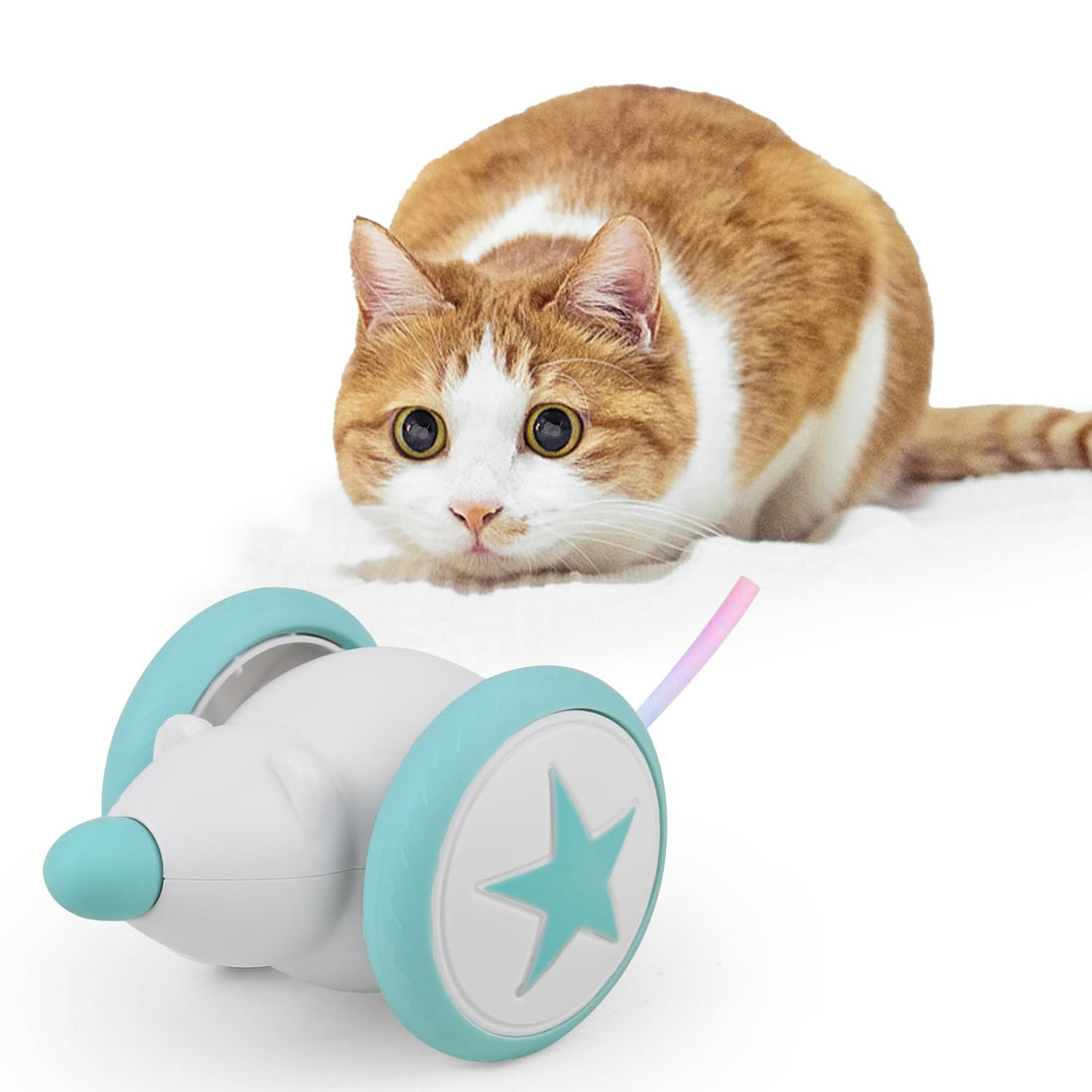 Electric Mouse Cat Toy, Single Play, Automatic (With Mouse Cries & Luminous Tail), Obstacle Detection, USB Rechargeable, Easy Operation, Safe Material, Wicked Mouse, Relieves Lack of Exercise,