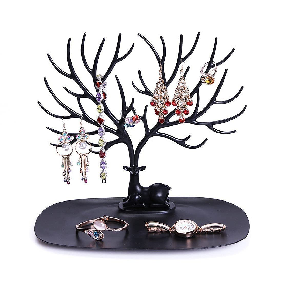Jewelry Organizer Deer Holder Stand Abs Plastic Earring Hanging Display Stand Bracelet Necklace Butterfly Jewellery Organizer Rack for Home, Shop, Key Holder (12536)