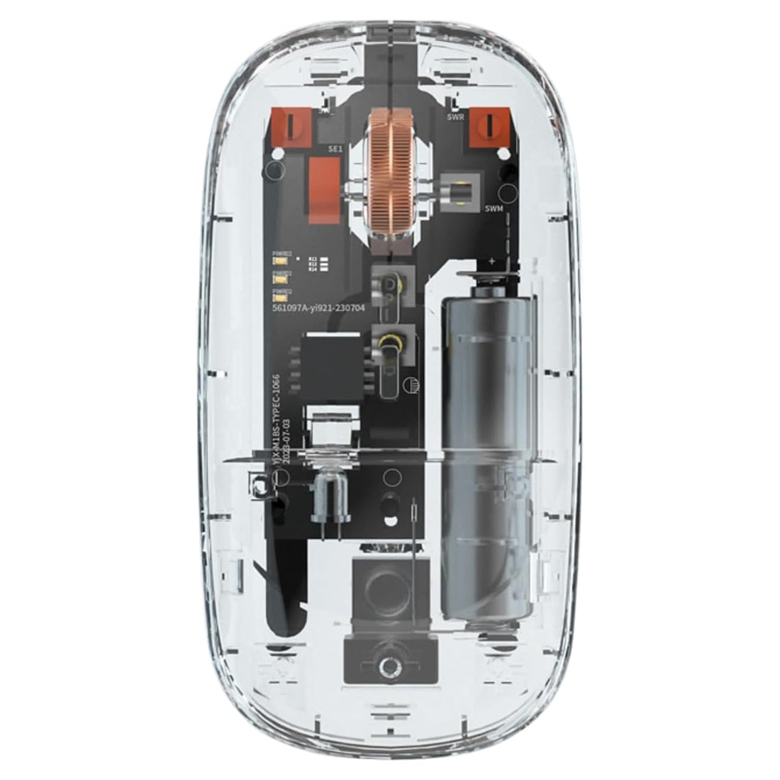 Wireless Bluetooth Mouse, Transparent BT + 2.4G Triple Mode 6-Button Gaming Mouse with USB Receiver, Button Mute Rechargeable Bluetooth Mouse for Desktop PC Laptop Tablet