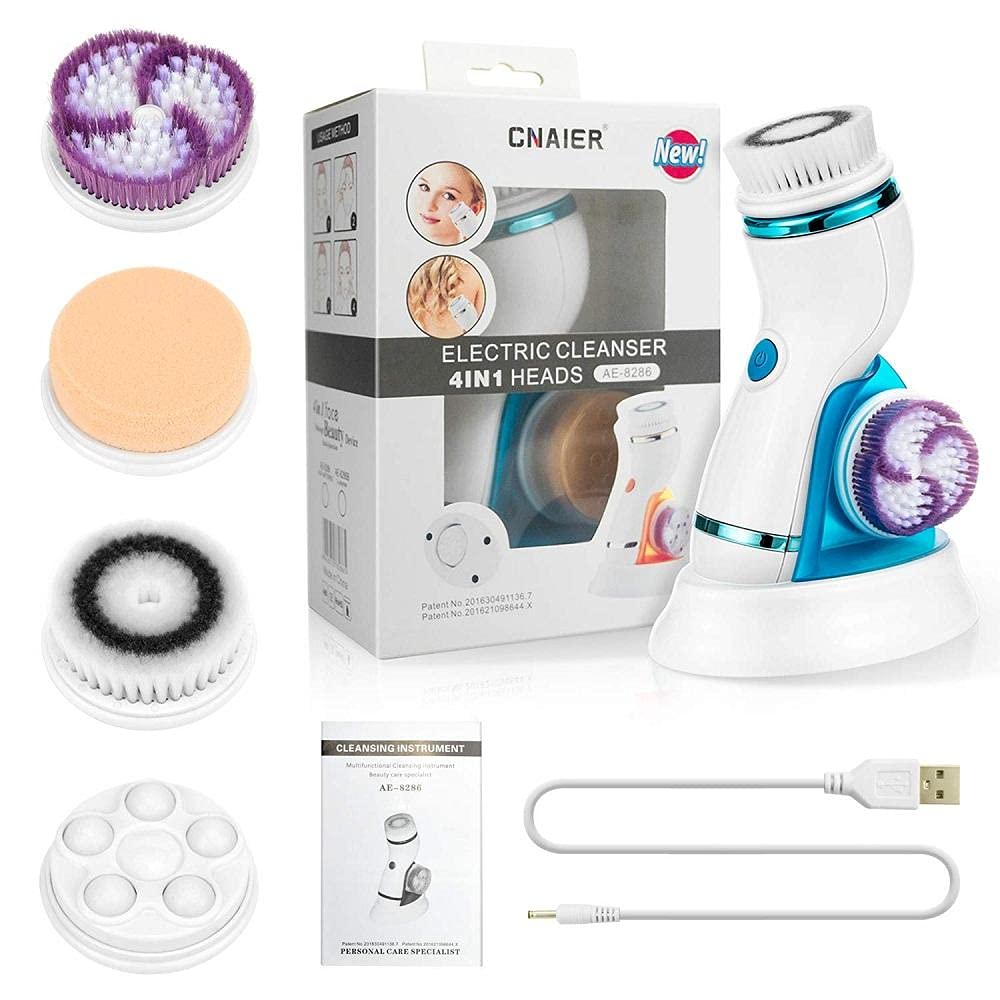 Facial Cleansing Brush 4 in 1 Rechargeable Waterproof Face Brush