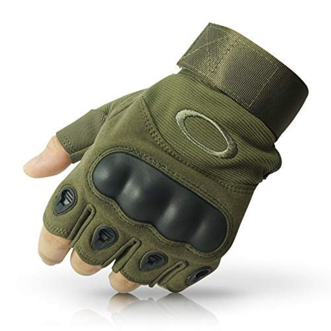 Nylon Tactical Half Finger Gloves for Sports, Hard Knuckle,Hiking,Cyclling,Travelling,Camping,Outdoor,Boxing, Motorcycle Riding, Arm Shooting Gym Gloves, Green