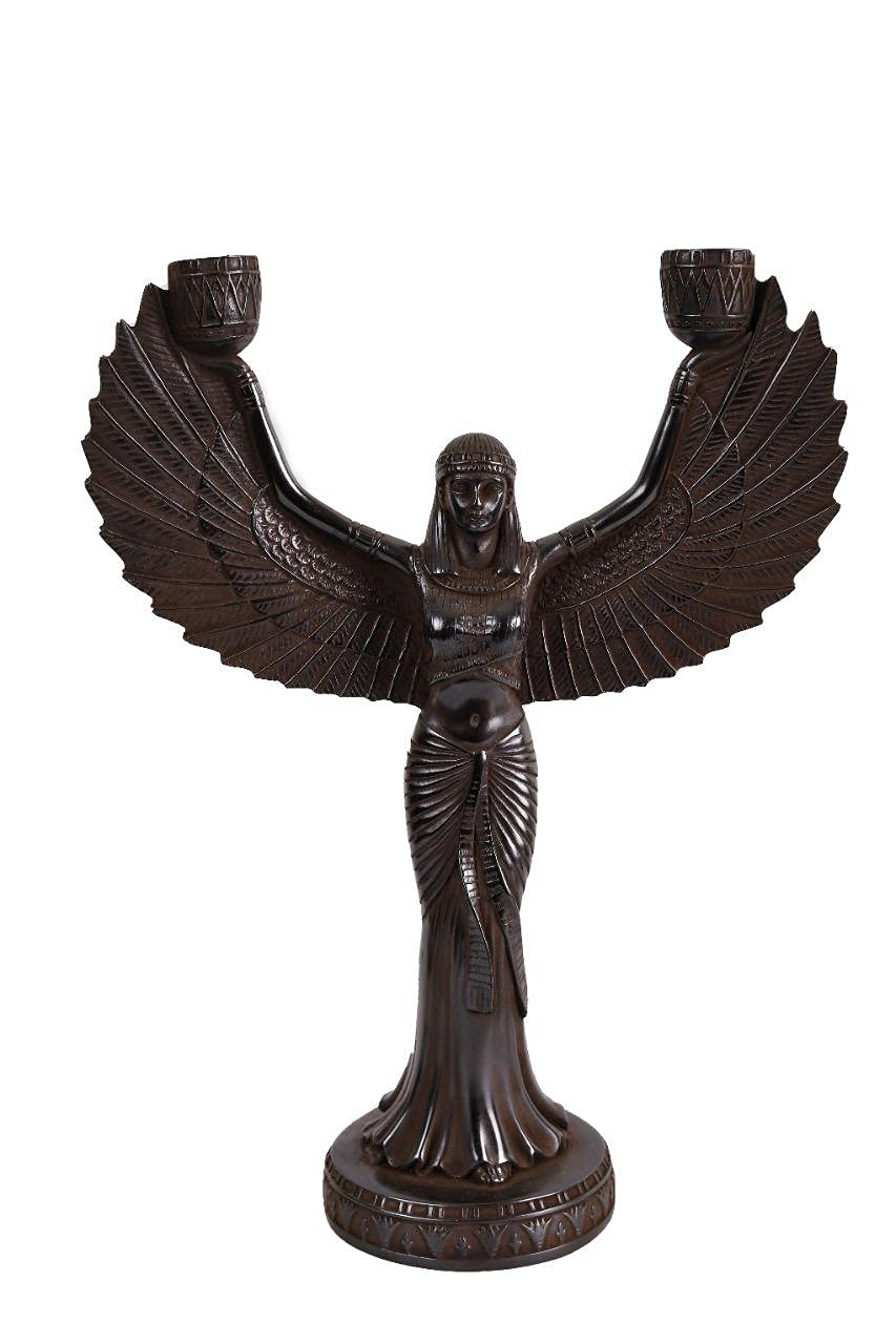 Egyptian Goddess Isis open wings candle holder made of Polystone