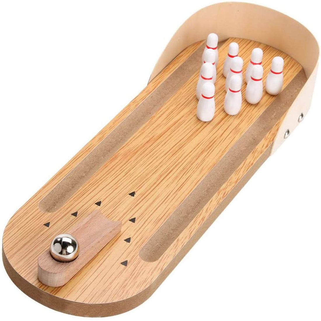 Table Top Mini Bowling Game Set - Tabletop Wooden Board Mini Arcade Desktop Tiny Bowling Shooting Alley Office Desk Stress Relief Gadgets Small Finger Toys Fun Gag Gifts for Men Adults Kids Teens Boys