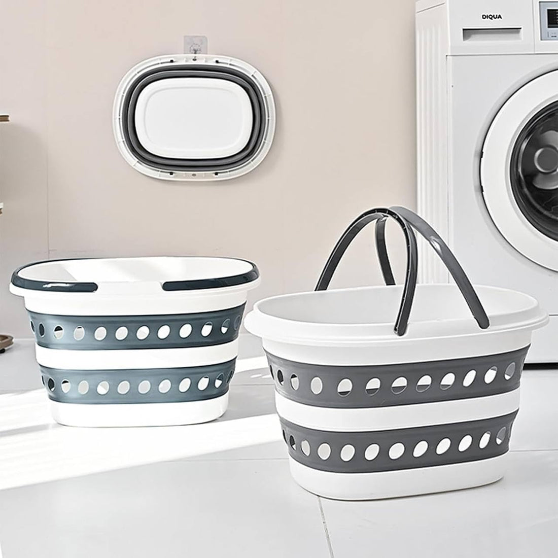 Collapsible Laundry Basket, Plastic Foldable Pop Up Laundry Hamper,Portable Washing Tub With Handle, Space Saving Storage Container/Organizer-