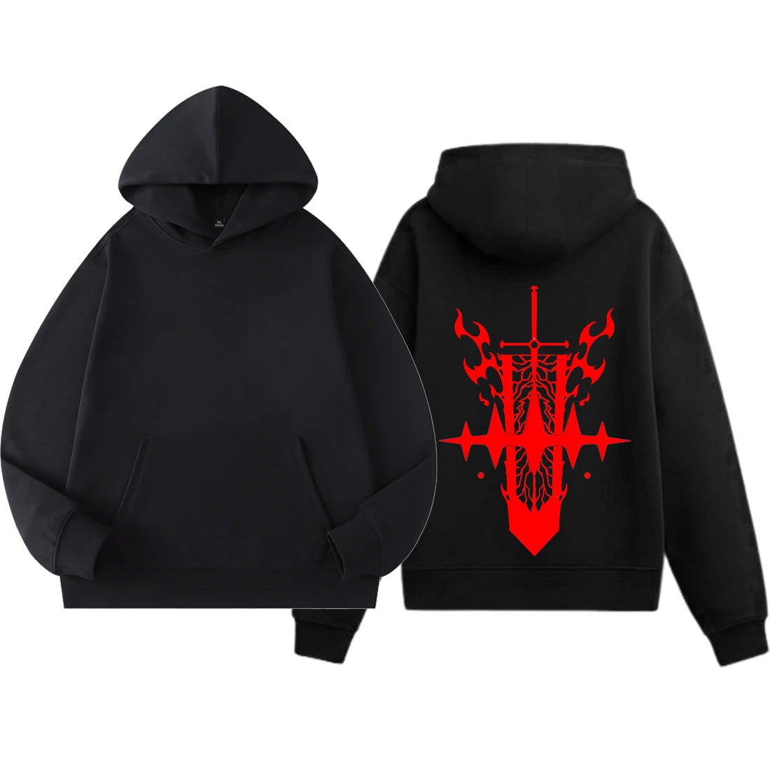 Anime Cotton Hoodie, Black with Amazing Print Design, Pullover Sweatshirt unisex 14
