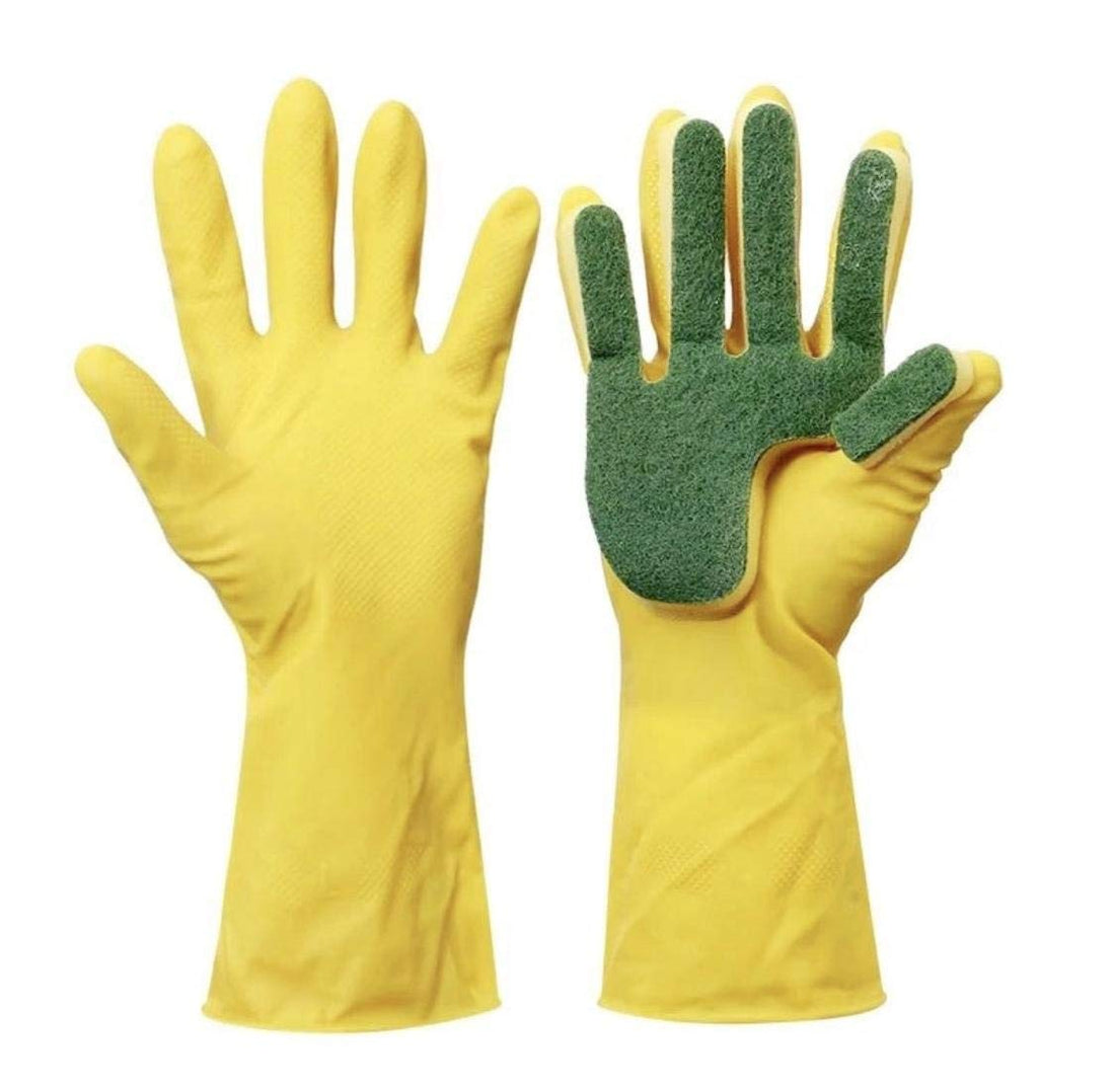 Gloves 1 Pair Home Washing Cleaning Garden Kitchen Dish Sponge Fingers Rubber Household Cleaning for Dishwashing