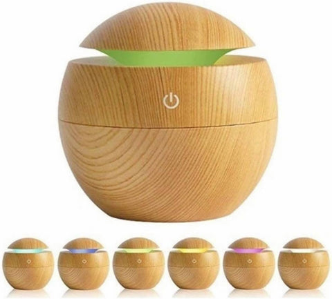 220ml Mini Ultrasonic Air Humidifier - USB Car Air Purifier Essential Oil Diffuser, Anion Aroma Atomizer with LED Light and Romantic Light, Assorted Color (Brown)