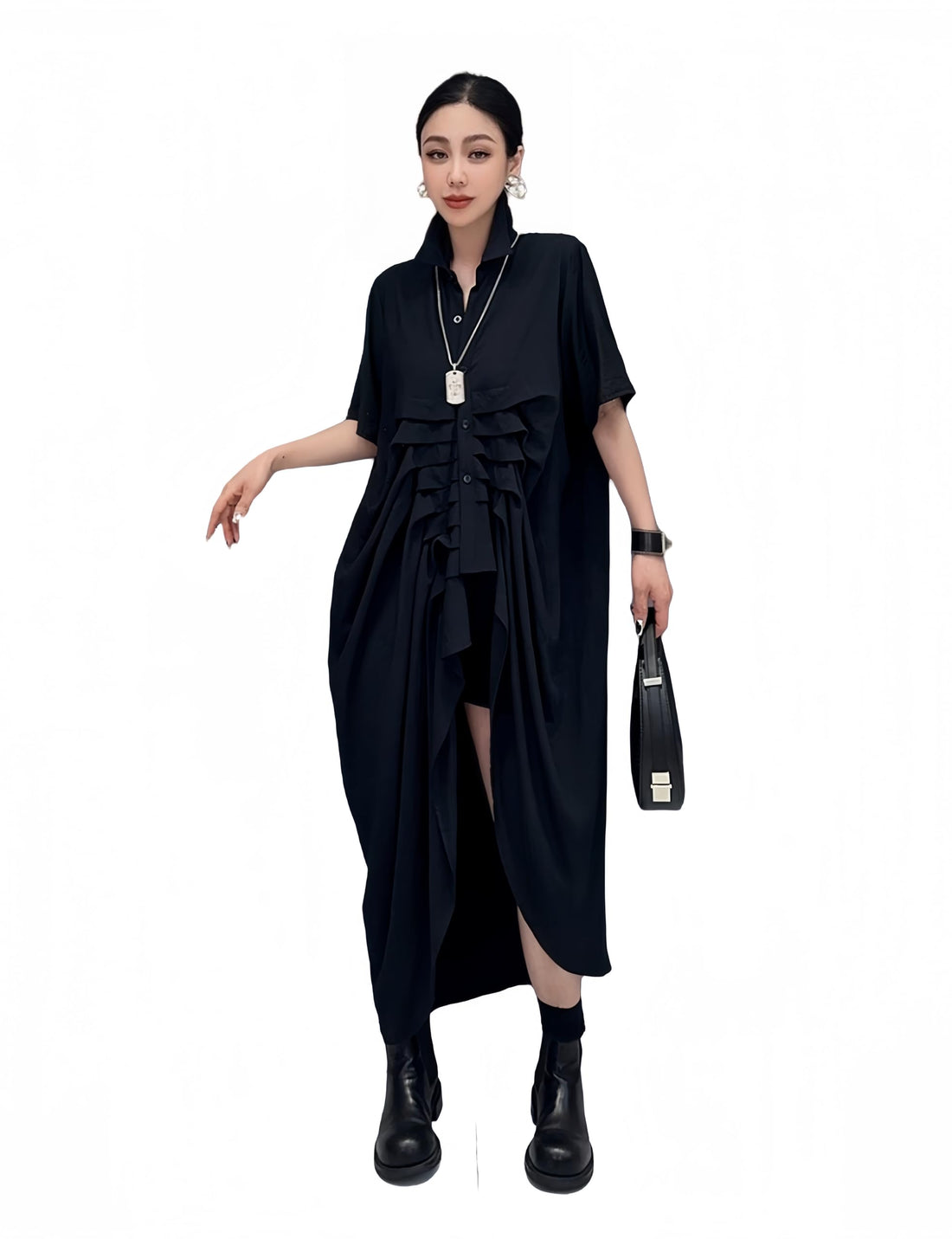 SHOWDAY Womens Linen Dress Long Sleeve Summer Dresses for Women Dress Plus Size Loose Shirt Dresses for Women with 2 Pockets