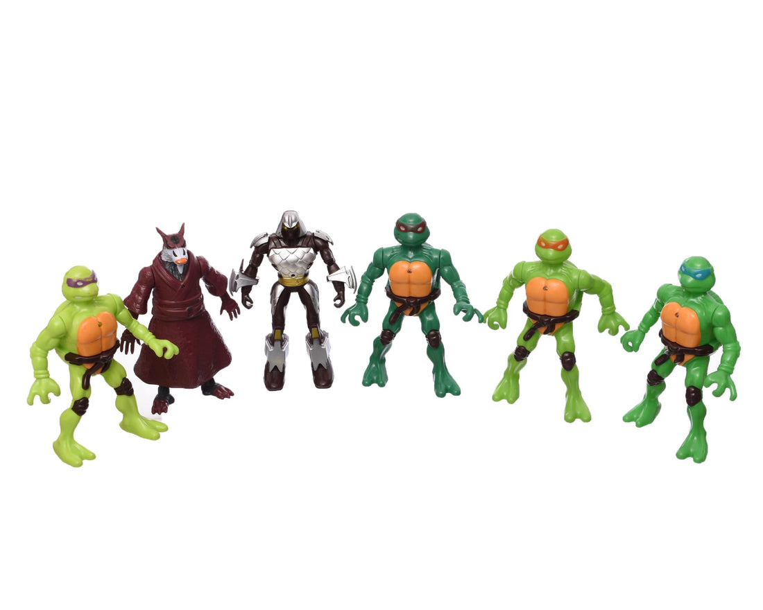 Plastic Turtle Superheroes Game With Combat weapons To Add More Fun For Kids Set Of 7 Pieces - Multi Color