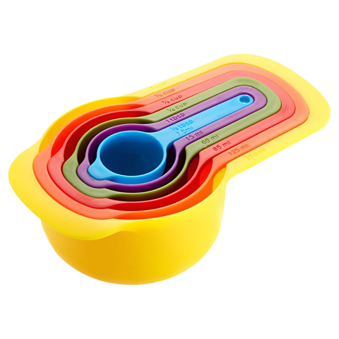 Set of 6 Measuring Cups for Baking, Cup Measurements Set, Colorful Measuring Spoons Sets, Measuring Cups and Spoons Set, Cup Measures for Baking UK Food Grade Multicolor Space Saving Stackable Tools