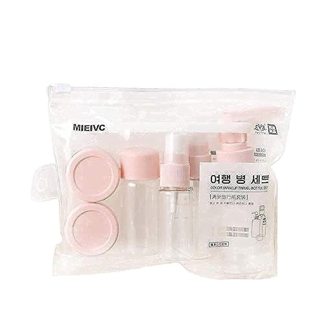 Generic 9PCS Portable Pink Plastic Travel Atomizer Bottle Set (Press & Spray & Watering Can)
