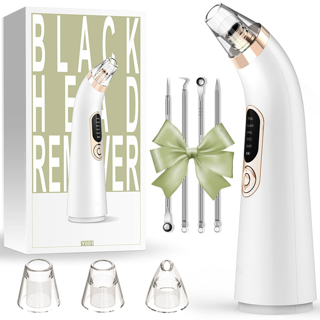 Beauenty Blackhead Remover, Electric Pore Vacuum, 5 Suction Power, 4 Replaceable Probes, USB Rechargeable Blackhead Extractions Tool for Women and Men, with Blackhead Needle Kit (A)