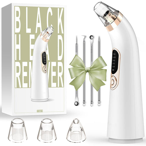 Beauenty Blackhead Remover, Electric Pore Vacuum, 5 Suction Power, 4 Replaceable Probes, USB Rechargeable Blackhead Extractions Tool for Women and Men, with Blackhead Needle Kit (A)