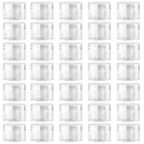 SKYPIA 35 pcs pack of 5 grams 0.1 oz Jars Round Clear Transparent Empty Acrylic Plastic Cosmetic Container with Screw Cap for Eyeshadow powder, Makeup, Lotion Cream
