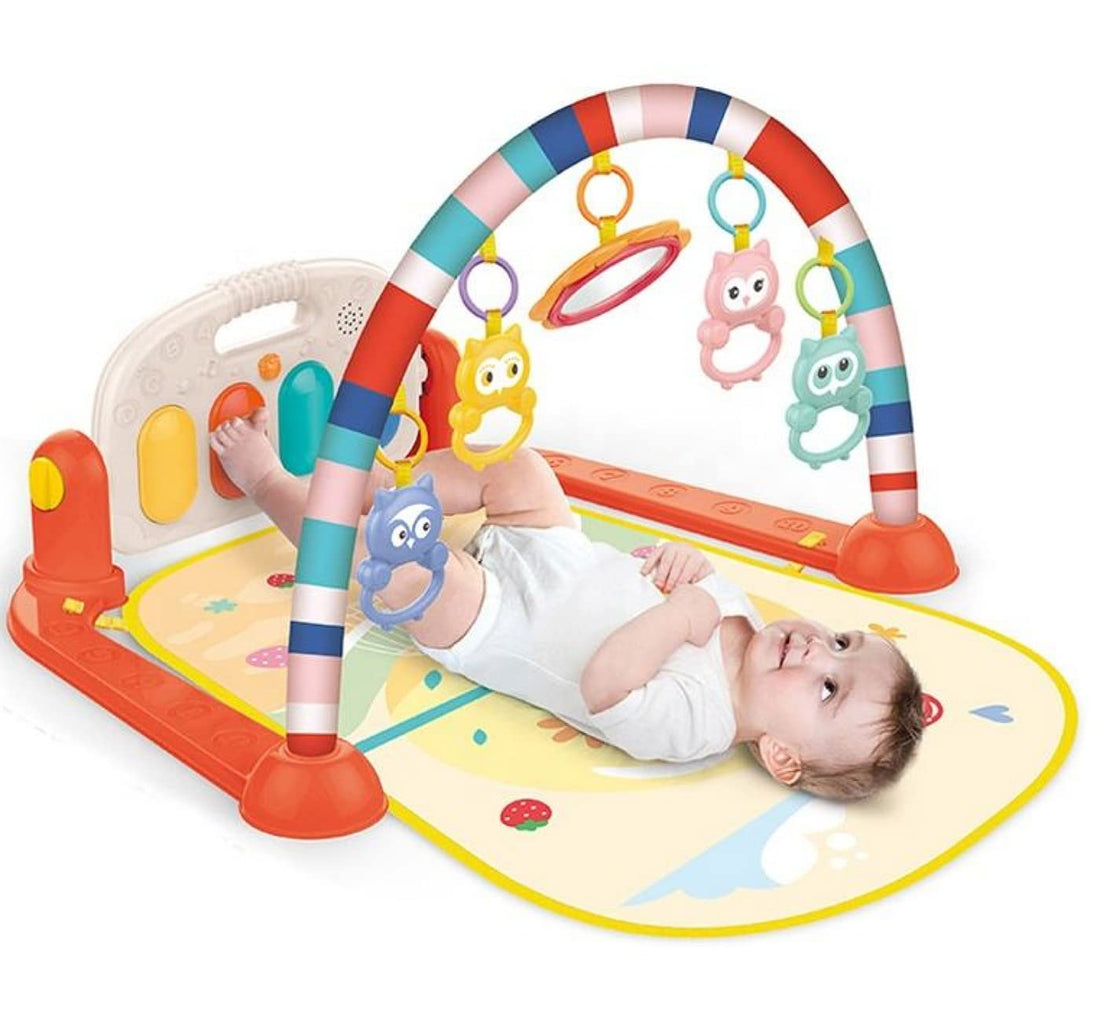 Baby Toys 0-6 Months Baby Play Mat with Piano Rattles for Baby Infant Gym Play Mat for Floor, Newborn Baby Boy Girl Gifts Tummy Time Mat Toys Kick and Play Piano Gym (Orange)