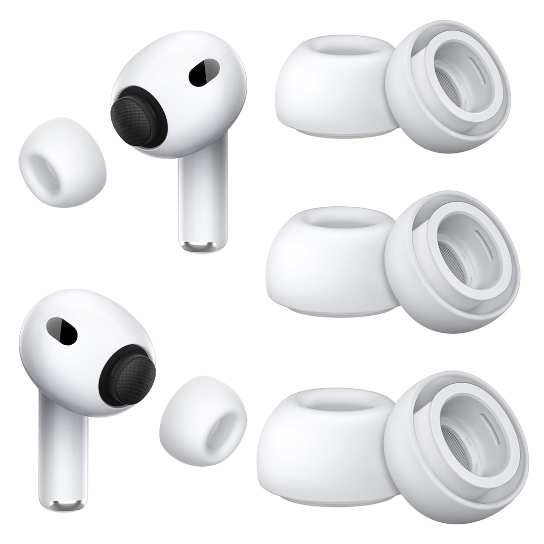 3 Pairs Replacement Ear Tips Compatible with AirPods Pro 3(2025), Soft Silicone Ear Tips for AirPods Pro 3, Add Foam Microparticle filling layer, Built-in Dust Guard Screen (S/M/L)