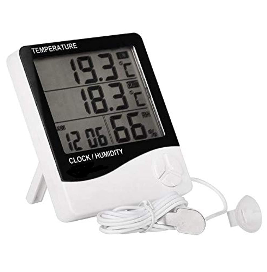 LCD Digital HTC-1 Thermometer Hygrometer Weather Station Temperature Humidity Tester Clock Alarm Indoor Outdoor Probe