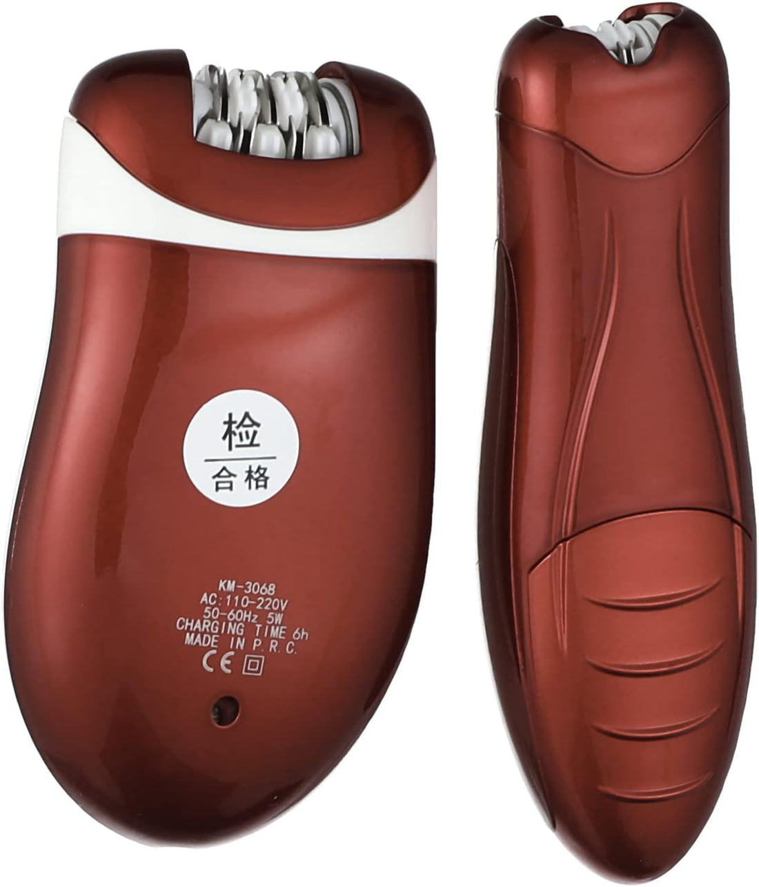 Generic KM-3068 3-in-1 Cordless Epilator, Red, Not Water Resistant, Includes Charger, Cleaning Brush, Manual