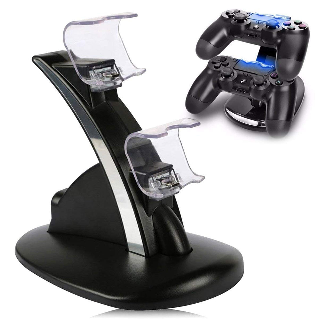 DERCLIVE PS4 Dual Charger Charger 2 USB Dock Stand for Sony Slim New Black