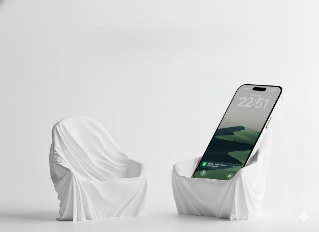 Seraphon Sculptural Phone Stand, Fabric-Like Design, Decorative Desktop Holder, Beige and Olive Green, Modern Art-Inspired Accessory for Smartphones (white)