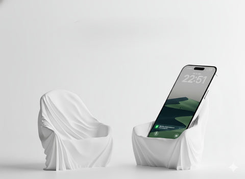 Seraphon Sculptural Phone Stand, Fabric-Like Design, Decorative Desktop Holder, Beige and Olive Green, Modern Art-Inspired Accessory for Smartphones (white)
