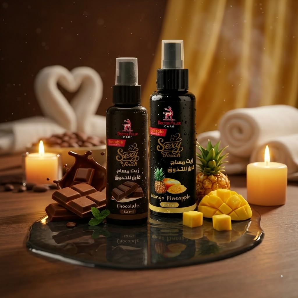 Natural Tastable Massage Oil set, Pineapple Flavor and Chocolate Tasteable, Helps Relax Body, 150+150 ml (Chocolate Pineapple)