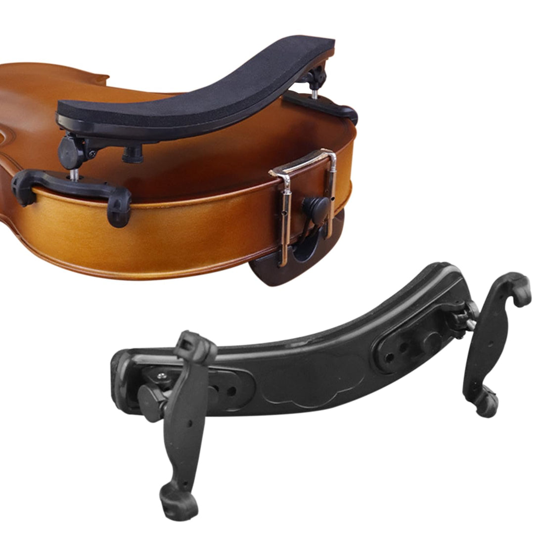 1 Piece Violin Shoulder Rest, Black, 4/4-3/4, Adjustable Height, Non-Slip Sponge Pad