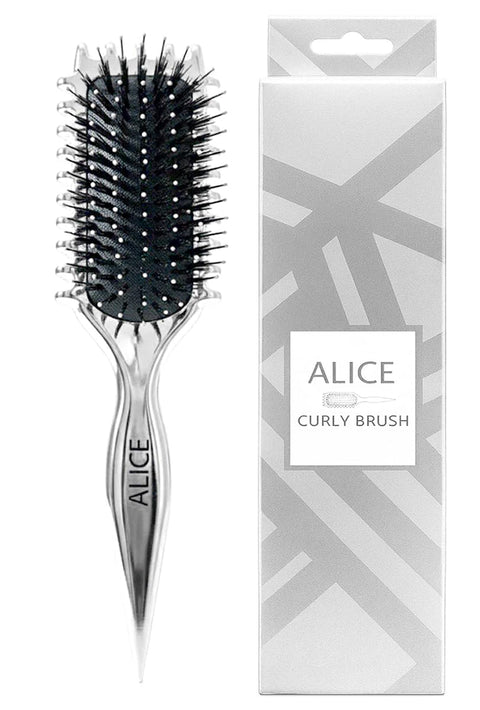 Alice - Brush, Curly Hair Brush Styling, Wet & Dry Detangler Hair Brush, The Essential Tool For Shaping & Styling Your Curls, Achieve Perfectly Defined (Silver)