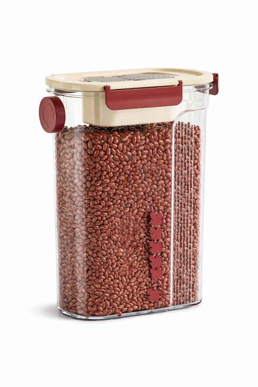 Kitchen Organizer and Despencer Cereal and Legumes with Airtight Lid and Practical Capacity – Easy to Use Clear Storage Box for Dry Food and Also Serve Cold Drinks (4L)