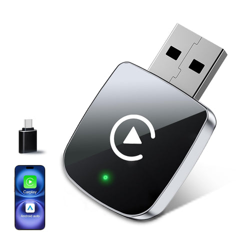 Mini Wireless CarPlay Adapter for iPhone,2 in 1 for Apple Carplay and Android Auto Adapter,Convert Wired to Wireless, Plug & Play, USB to USB-C/Type-C, Stable Control & No Delay, Black