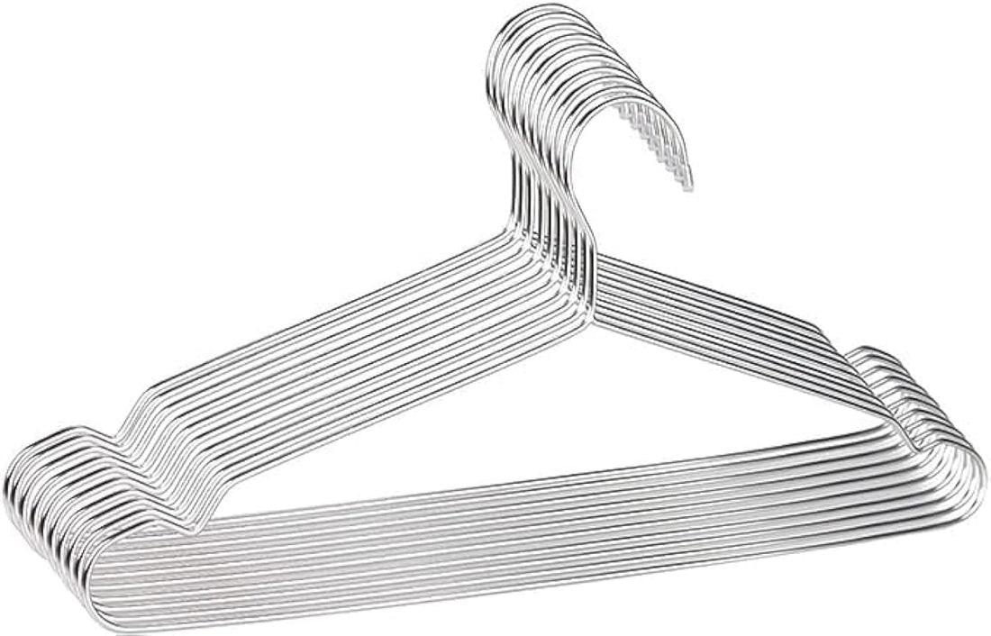 Stainless Steel Clothes Hanger Set, 10 Pieces - Silver