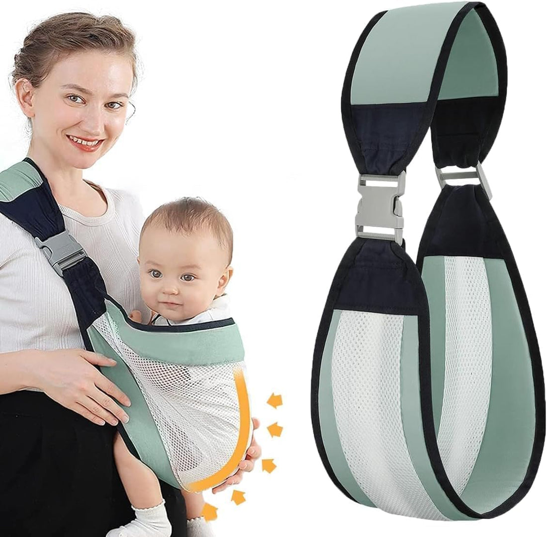 Multifunctional Newborn Carrier and Front Carrier, Comfortable and Safe Breathable Design, 3D Mesh Material for Better Comfort, Black in Grey