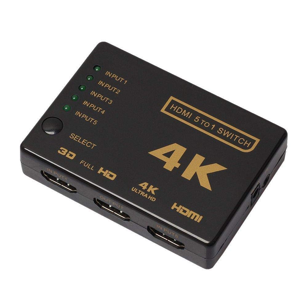 5 in 1 Out Star 5-Port HDMI Switch HDMI Splitter with IR Wireless Remote HDMI Converter Support Full 3D 4k x 2k for HDTV/ DVD/ STB/ PC