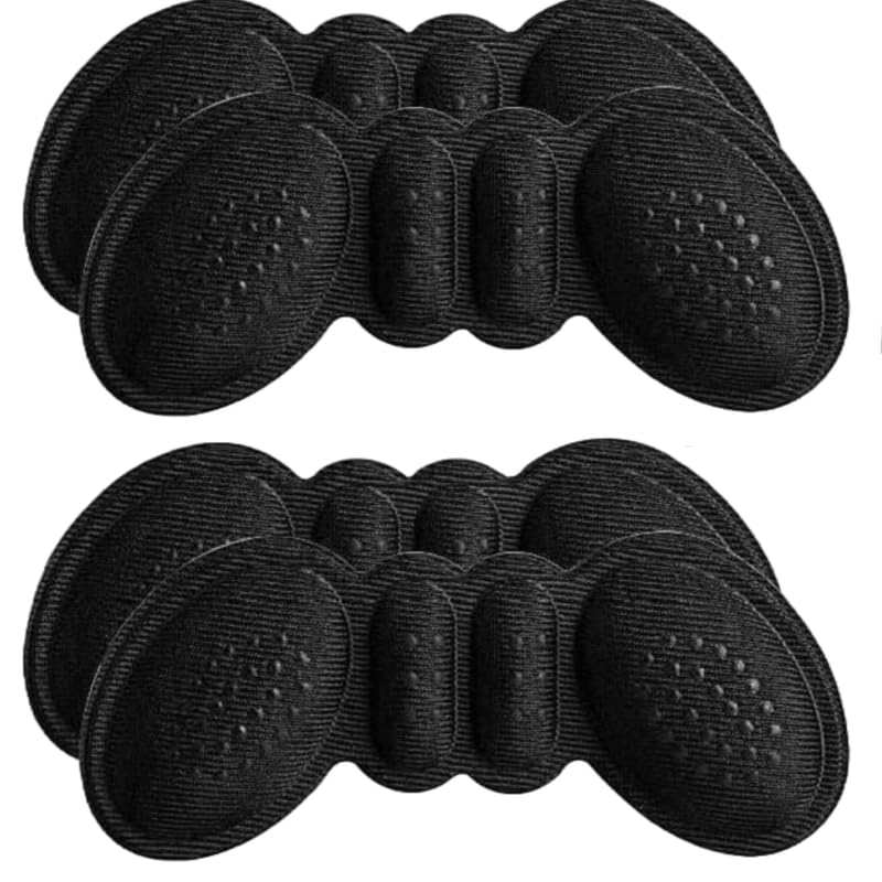 Circle M 2 Pairs Self-Adhesive Silicone Heel Pads - Comfortable Heel Protectors, Prevent Painful Friction, Perfect for Improving Loose Shoe Size - Black