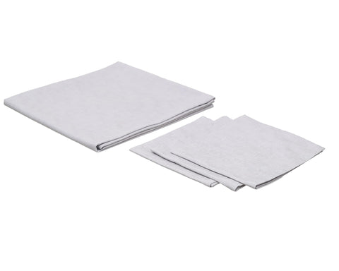 Gazal Rectangular Tablecloth with 6 Cloth Napkins, 140 cm x 150 cm Size, Silver